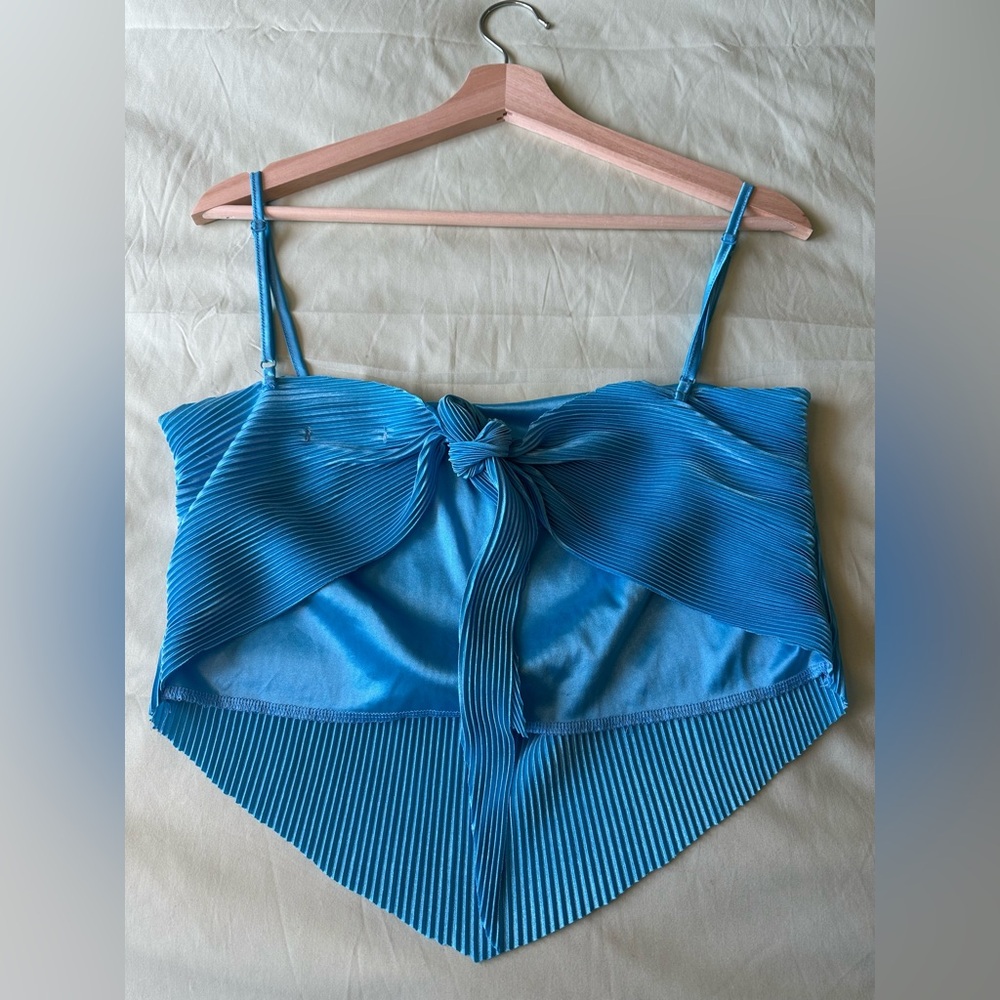 Blue Pleated Women's Top - Picture 2 of 5